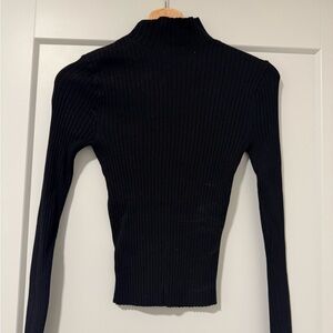 Zara Black Ribbed Long Sleeve Top